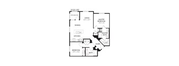 A black and white image of a house floor plan.