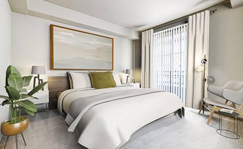 Bedroom with Large Bed at Renaissance Square, Concord