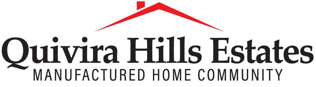 The image is a logo for Quivira Hills Estates, a manufactured home community.