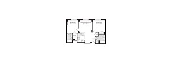 A black and white image of a floor plan for a house.