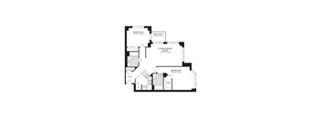 A black and white image of a house floor plan.