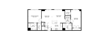 A black and white image of a house floor plan.