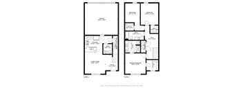 A black and white image of a floor plan for a two-story house.