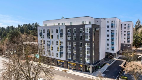Exterior view of apartment complex at Altaire at Jackson Park, Seattle, 98125
