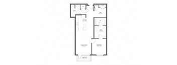 a floor plan of a house with a bedroom and a living room