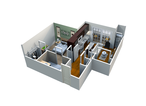 3d digital rendering of a 3d floor plan of a home
