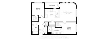 A black and white diagram of a house layout with a living room, dining room, kitchen, and bedrooms.