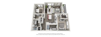 a 1 bedroom floorplan is shown in this rendering