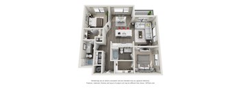 a stylized floor plan of a 3 bedroom192 sq ft house
