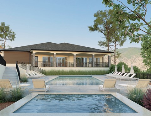 A modern house with a pool in the backyard.