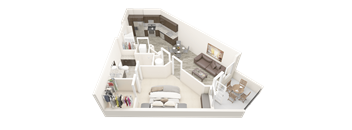 a floor plan of a house with a bedroom and a living room