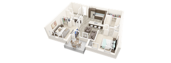 a 3d floor plan of a house with bedrooms and a living room