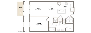 a floor plan of a 1 bedroom apartment