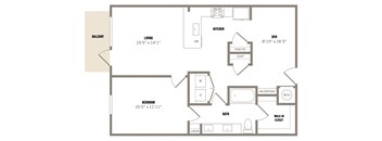 a floor plan of a 1 bedroom apartment