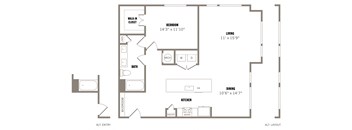 a floor plan of a 1 bedroom apartment
