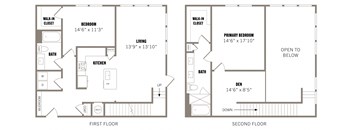 a floor plan of a two bedroom apartment