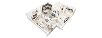 a floor plan of a house with a bedroom and a living room