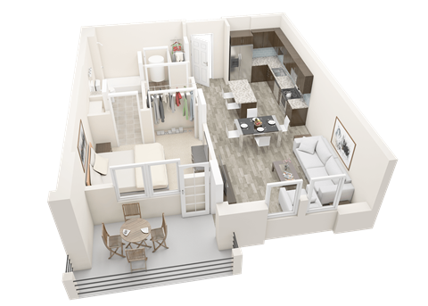 a 3d floor plan of a house