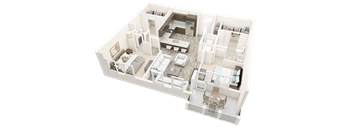 a 3d floor plan of a house with bedrooms and a living room