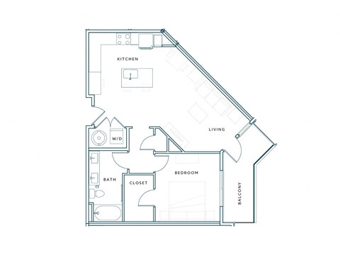 a floor plan of a 1 bedroom apartment