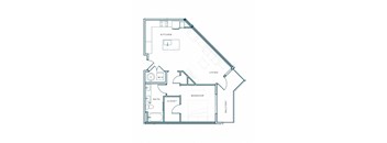 a floor plan of a 1 bedroom apartment