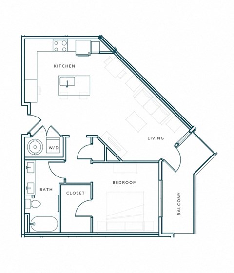 a floor plan of a 1 bedroom apartment
