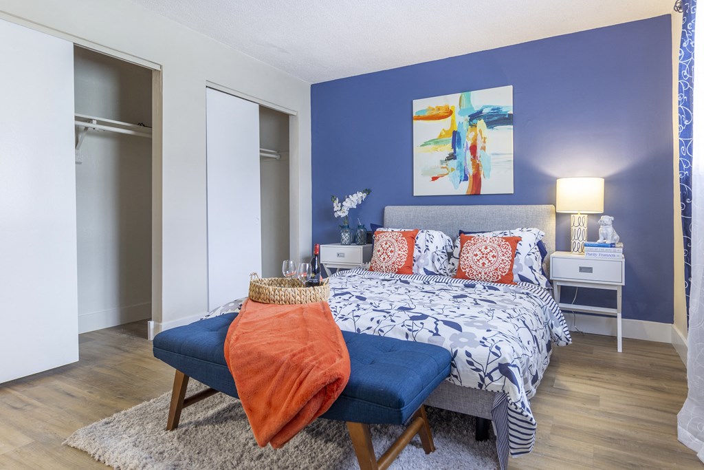 Vue on 67th Model Bedroom with Plank Flooring