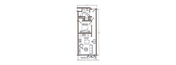 a floor plan of a house with a bedroom and a living room