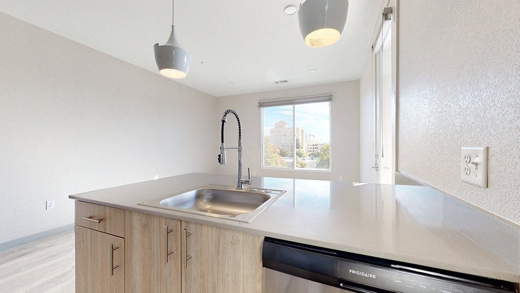 a kitchen with a sink and a dishwasher