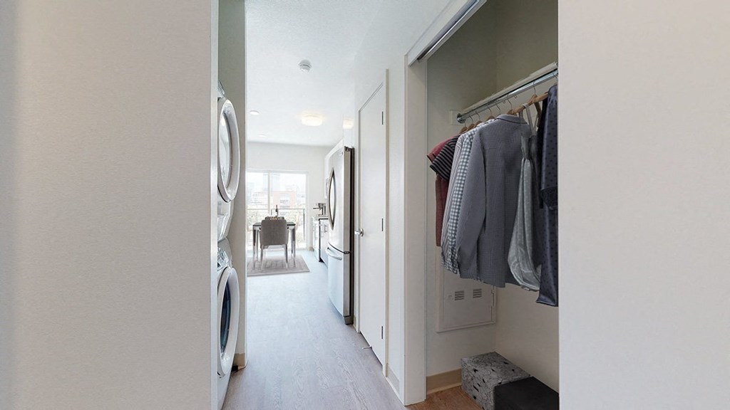 a laundry room with a washer and dryer