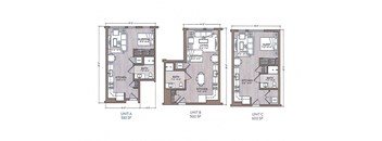 the floor plans for the units of the apartments
