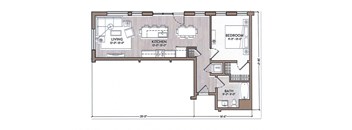 the floor plan of a small house with bedrooms and a living room