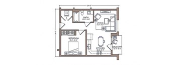 a floor plan of a small house with bedrooms and a living room