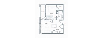 a floor plan of a 1 bedroom apartment