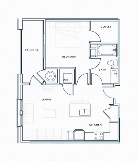 a floor plan of a 1 bedroom apartment