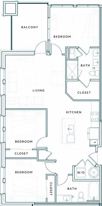 a floor plan of a house with a bedroom and a living room