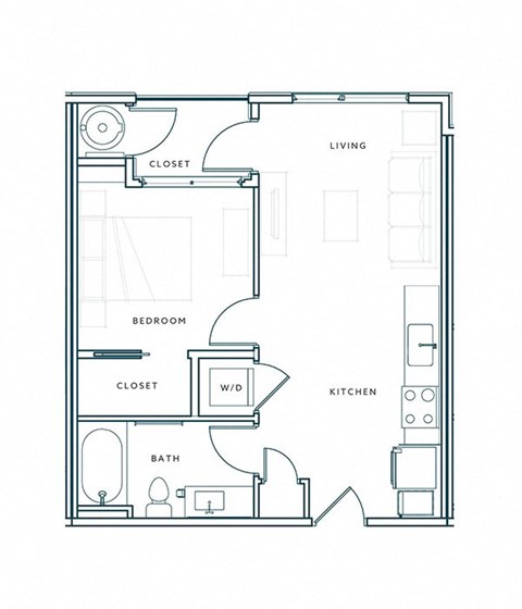 a floor plan of a 1 bedroom floor plan