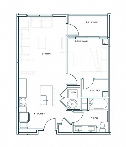 a floor plan of a 1 bedroom floor plan