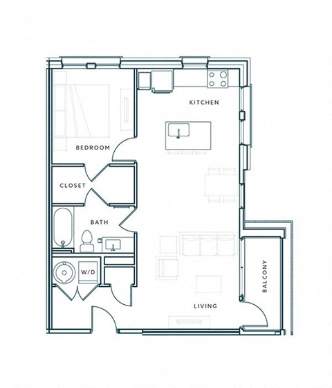 a floor plan of a 1 bedroom floor plan