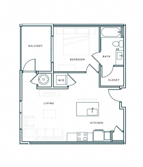 a floor plan of a 1 bedroom floor plan