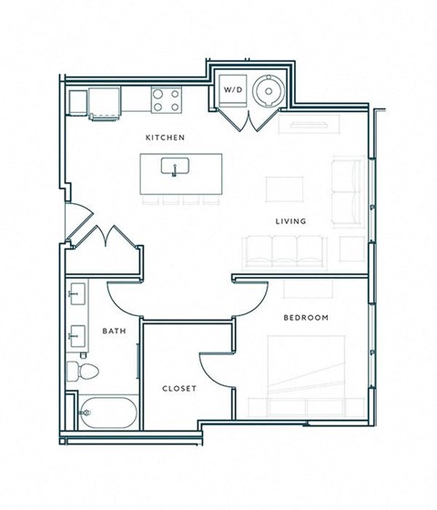 a floor plan of a 1 bedroom floor plan