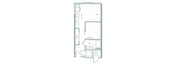 a floor plan of a small apartment with a bedroom and a living room