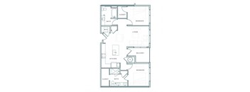 a floor plan of a home with a bedroom and a living room