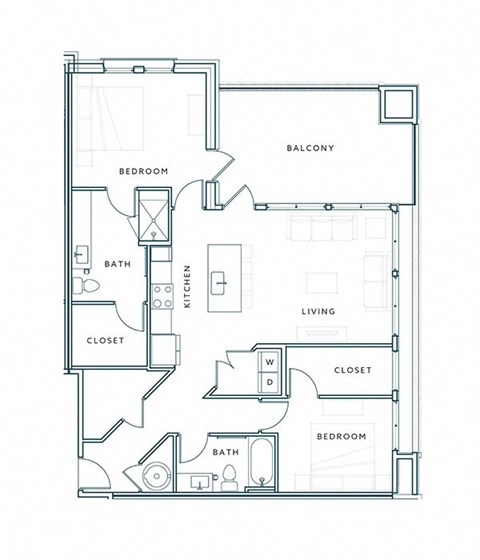 a floor plan of a 1 bedroom apartment