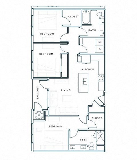 a floor plan of a 1 bedroom floor plan