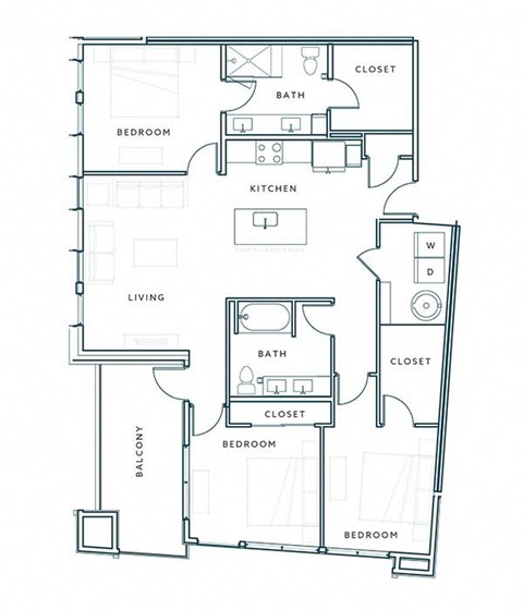 a floor plan of a house with bedrooms and a living room