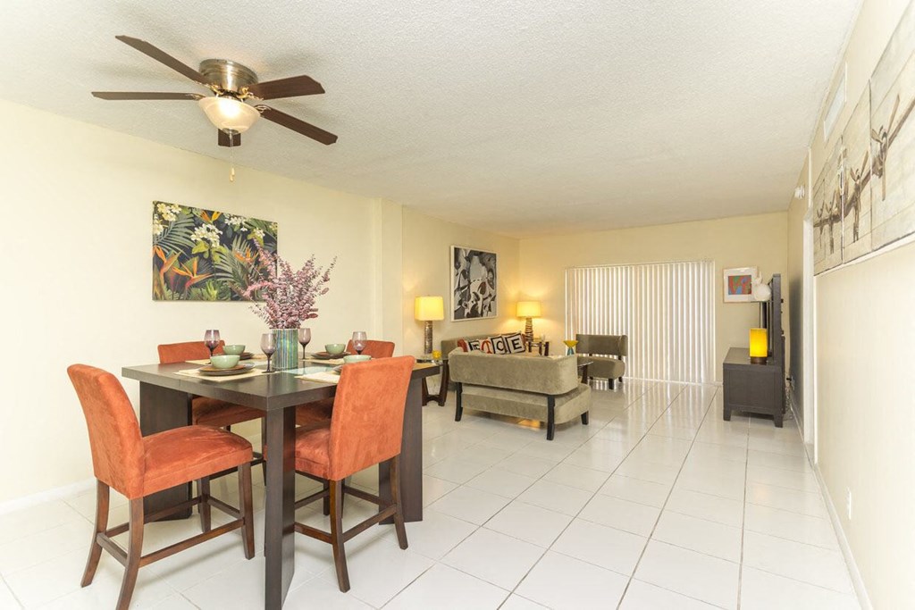 a view of the living room and dining room of our two bedroom apartment at riviera