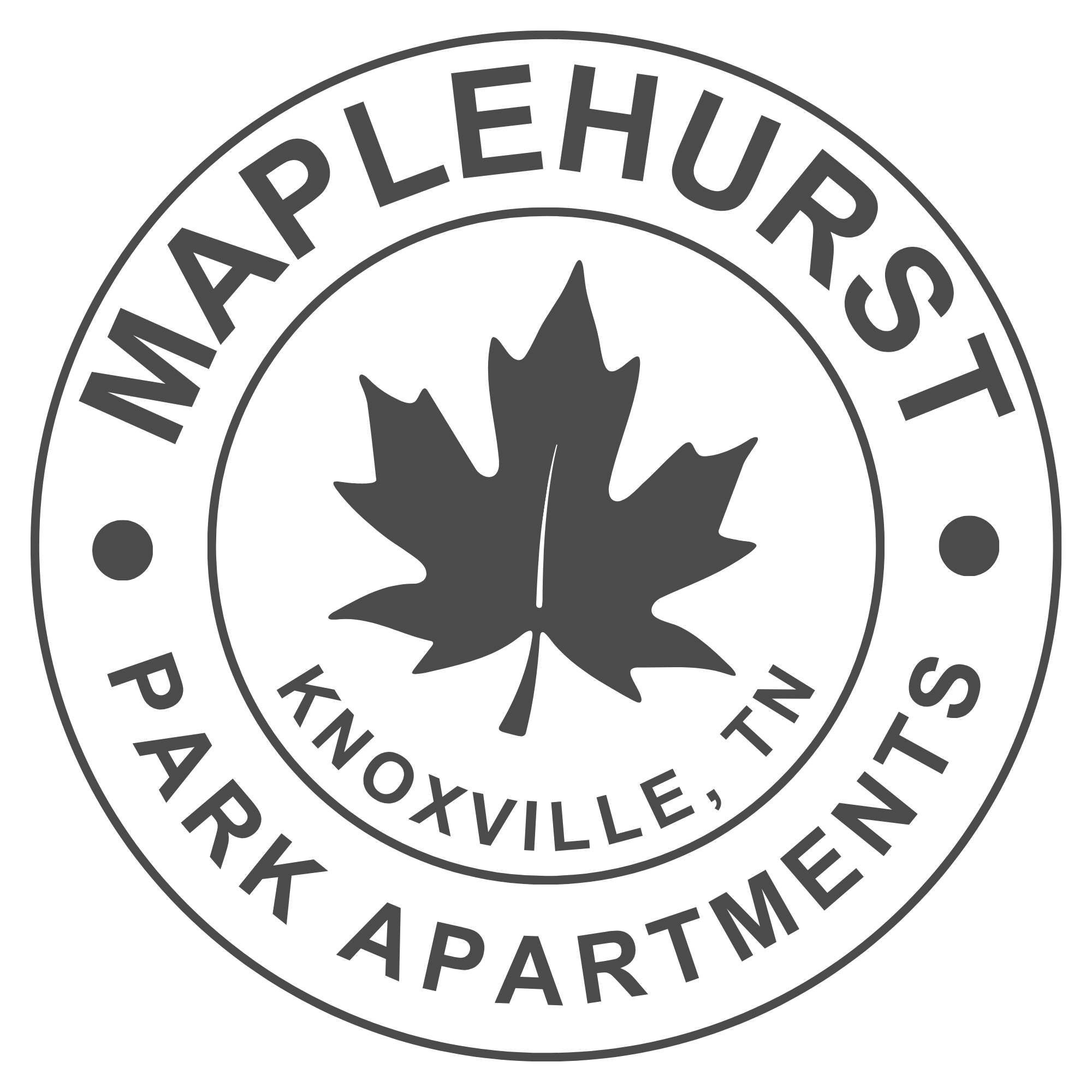 A black and white logo for Maplehurst Park Apartments in Knoxville, TN.