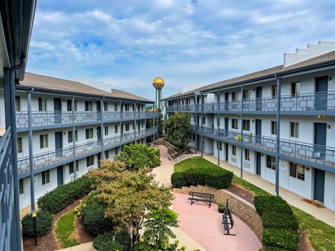 Aerial Courtyard View at Maplehurst Apartments, Knoxville Tennessee