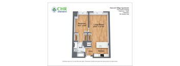 a floor plan of a unit with a bedroom and a living room